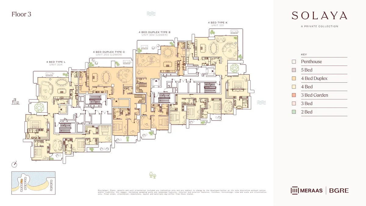 Floor plans: 4 bedrooms, with show and prep kitchens