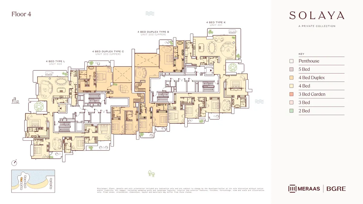 Floor plans: 4 bedrooms, with show and prep kitchens